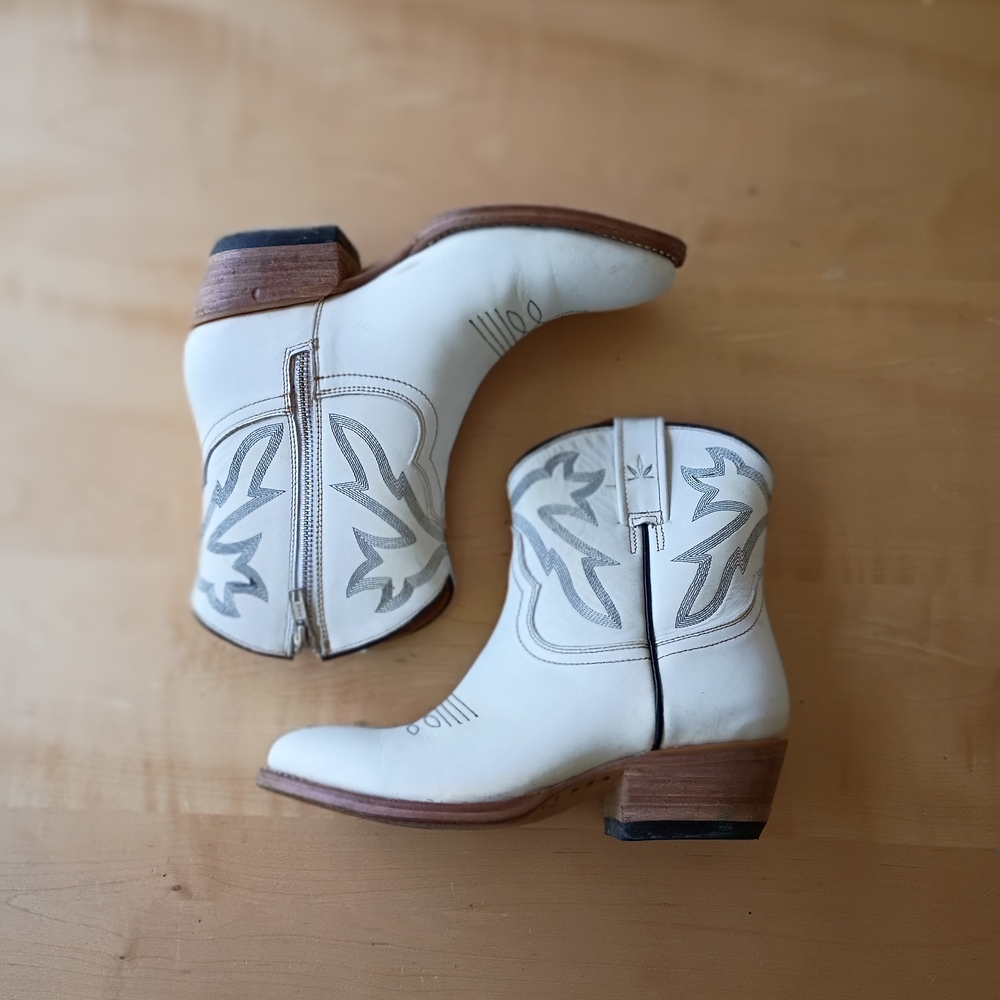 Mezcalero Maye White Western Cowgirl Cowboy Leather Boots Women’s Size 7.5